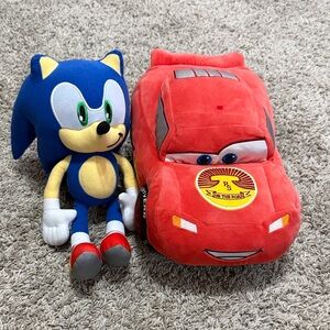 Sonic and lightning mcqueen stuffed animals